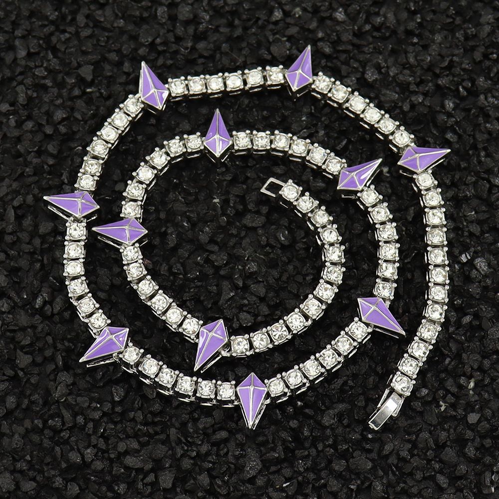 Hip Hop Rap Black Panther Style Necklace Trendy Men's Full Diamond Sweater Single Row Tennis Niche Light Luxury Clavicle_ipsvogv.com