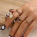 Bohemian Creative Oil Drop Heart-shaped Cross Inlaid With Diamonds, English Letter Ring, 4-piece Set Of Ring Accessories_ipsvogv.com