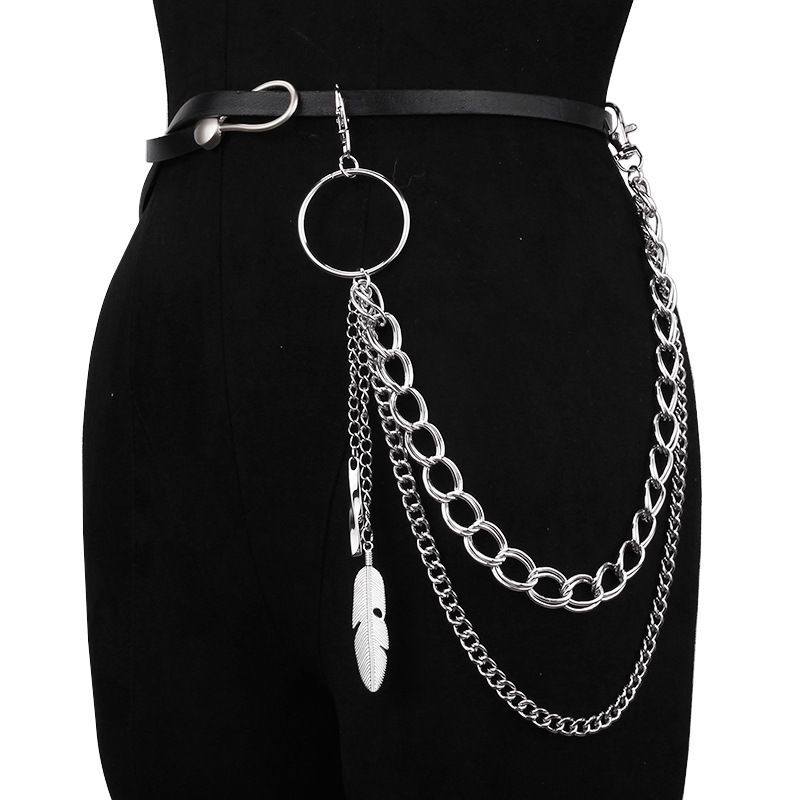 Metal Jewelry Trendy Punk Style Feather Waist Personalized Pants Chain Jeans Pendant_ipsvogv.com