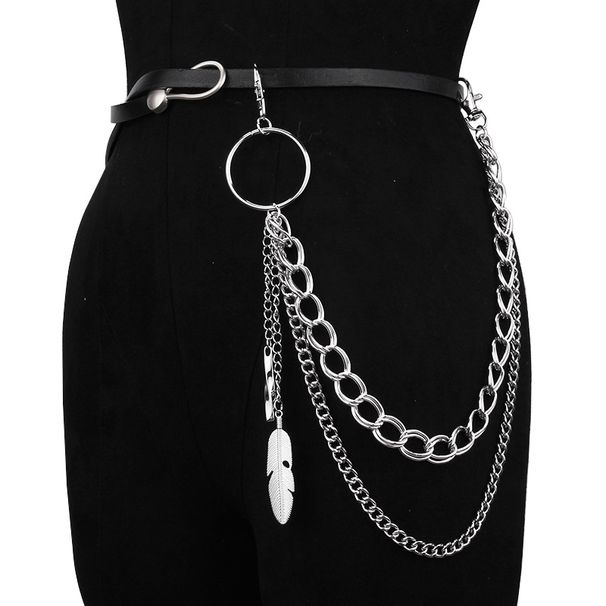 Metal Jewelry Trendy Punk Style Feather Waist Personalized Pants Chain Jeans Pendant_ipsvogv.com