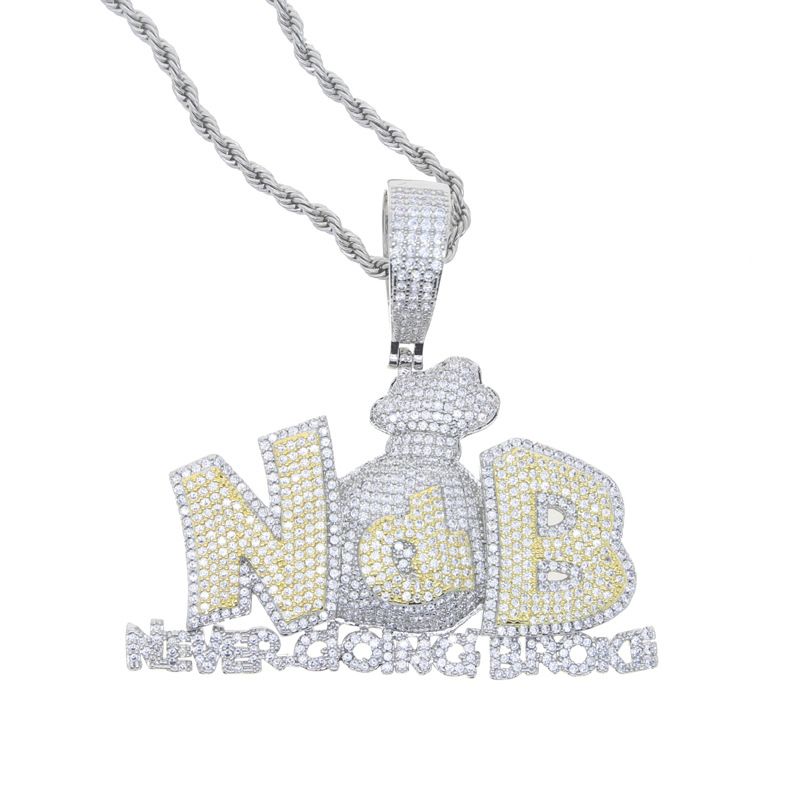 Hip Hop New NDB Letter Pendant Trendy Personality Hip Hop Men's Necklace Jewelry_ipsvogv.com
