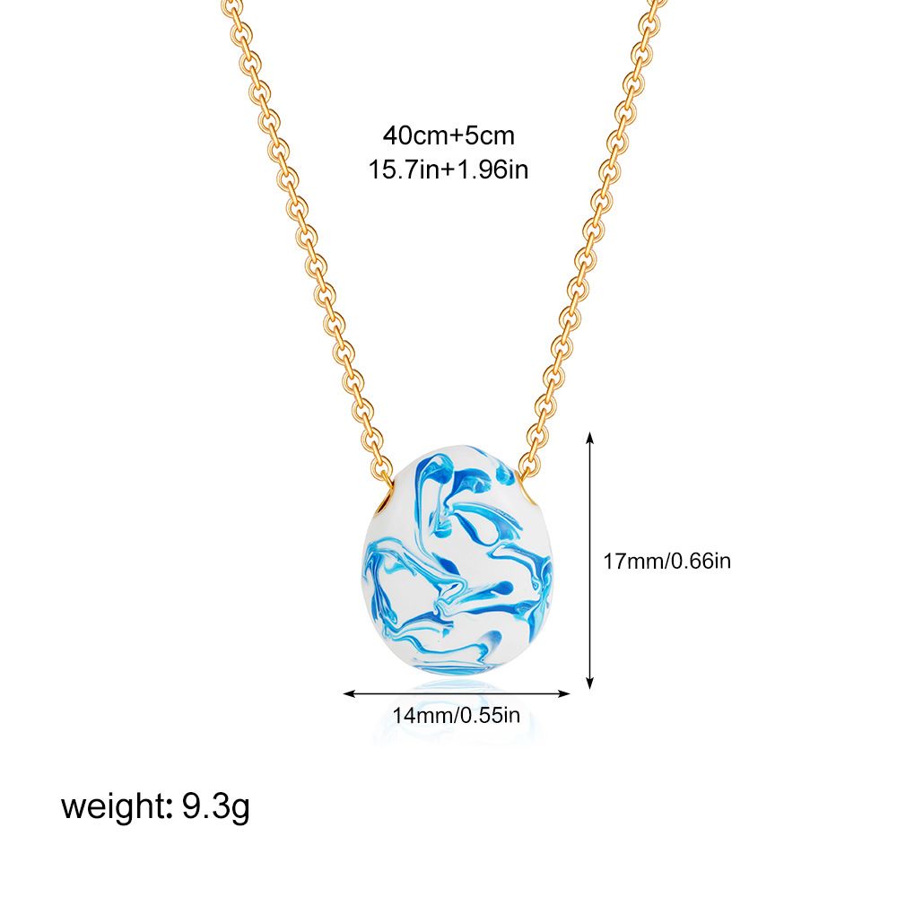 Fashion Ethnic Style Blue And White Porcelain Necklace New Chinese Style Oil Drip Enamel Ceramic Clavicle Chain_ipsvogv.com