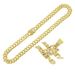 Hip Hop Full Diamond Letter Necklace Pendant Jewelry Trendy Men's Cuban Bone Chain Accessories_ipsvogv.com