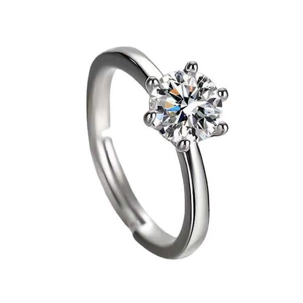 Thai Silver Moissanite Diamond Ring, Female Simulation, One Carat Open Cut Engraving, Fashionable Personality, Niche_ipsvogv.com