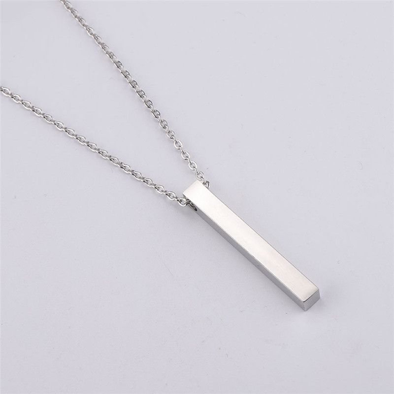 hot selling fashion creative smooth geometric rectangular stainless steel necklace simple niche pendant jewelry_ipsvogv.com