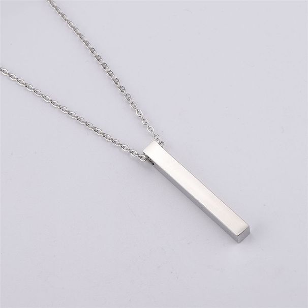 hot selling fashion creative smooth geometric rectangular stainless steel necklace simple niche pendant jewelry_ipsvogv.com