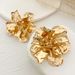 Earrings: Exaggerated Metal Large Earrings, Personalized Three-dimensional Pleated Flower Earrings_ipsvogv.com
