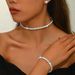 Women’s Jewelry Set Fashion Wedding Bridal Jewelry Single Row Diamond Full Diamond Necklace Bracelet Earrings Three Piece Set Wedding Accessories_ipsvogv.com