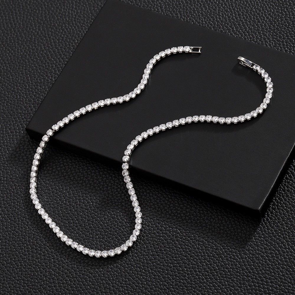 Zircon Tennis Single Row Claw Chain Bracelet Personalized Street Hip Hop Cuban Men's And Women's Necklace_ipsvogv.com