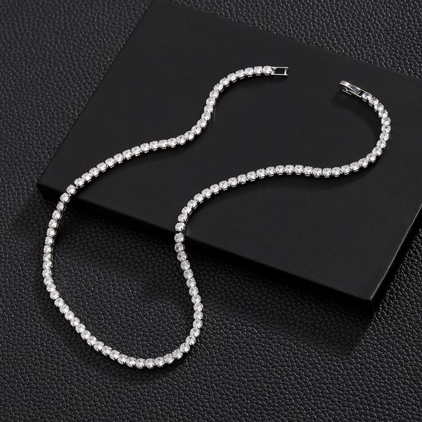 Zircon Tennis Single Row Claw Chain Bracelet Personalized Street Hip Hop Cuban Men's And Women's Necklace_ipsvogv.com