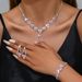 Fashion Pink Blue And Red Rhinestone Necklace Earrings Bracelet Set Hot Selling Full Diamond Three Piece Set_ipsvogv.com