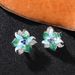 Cao Shi's New Green Enamel Flower Earrings With Dropped Zircon Ear Buckle_ipsvogv.com