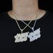 Men's Hustle Hard Pendant Necklace With Zircon Stones - Stylish Letter Design For Trendy Look - Adjustable Chain 51-80cm (Silver/Gold) Zircon Necklace_ipsvogv.com