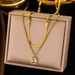 Titanium Steel Furnace, Genuine Gold Electroplating, Ins Temperament, Personality, Double-layer Zircon Necklace,_ipsvogv.com