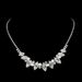 Silver Pearl & Diamond Bridal Jewelry Set - Necklace & Earrings (Elegant Ladies Celebration Accessories, Full Diamond Inlay)_ipsvogv.com