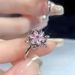 【 1351 People's Collection 】 High End Snowflake Pink Zircon Flower Clover Open With Niche Design Temperament, Light_ipsvogv.com