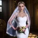 Hair Jewelry V199 Short Bridal Soft Elegant Lace Edged 1-Tier Fingertip Length Veil With Comb Perfect Wedding Dress_ipsvogv.com