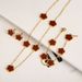 Cross Border E Commerce Lucky Five Leaf Clover Double Sided Petal Gold Earrings Bracelet Necklace Female Jewelry Set_ipsvogv.com