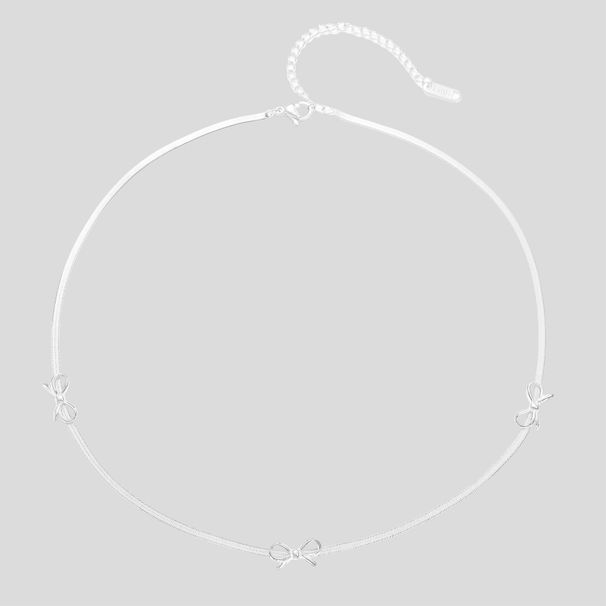 Spot 925 Sterling Silver Electroplated Titanium Steel INS Fashion Sweet And Cute Bow Necklace_ipsvogv.com