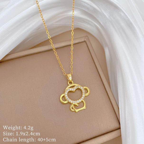 【 Titanium Steel 】 The Ethereal Wukong Adorned With Diamonds, Exuding Luxurious Aura. It Is Versatile Necklace For_ipsvogv.com