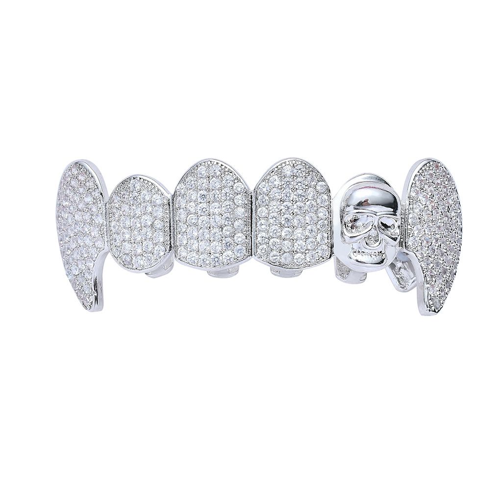Unisex Hip Hop Braces Skull Micro Inlaid Zircon Braces Halloween Costume Party Braces_ipsvogv.com