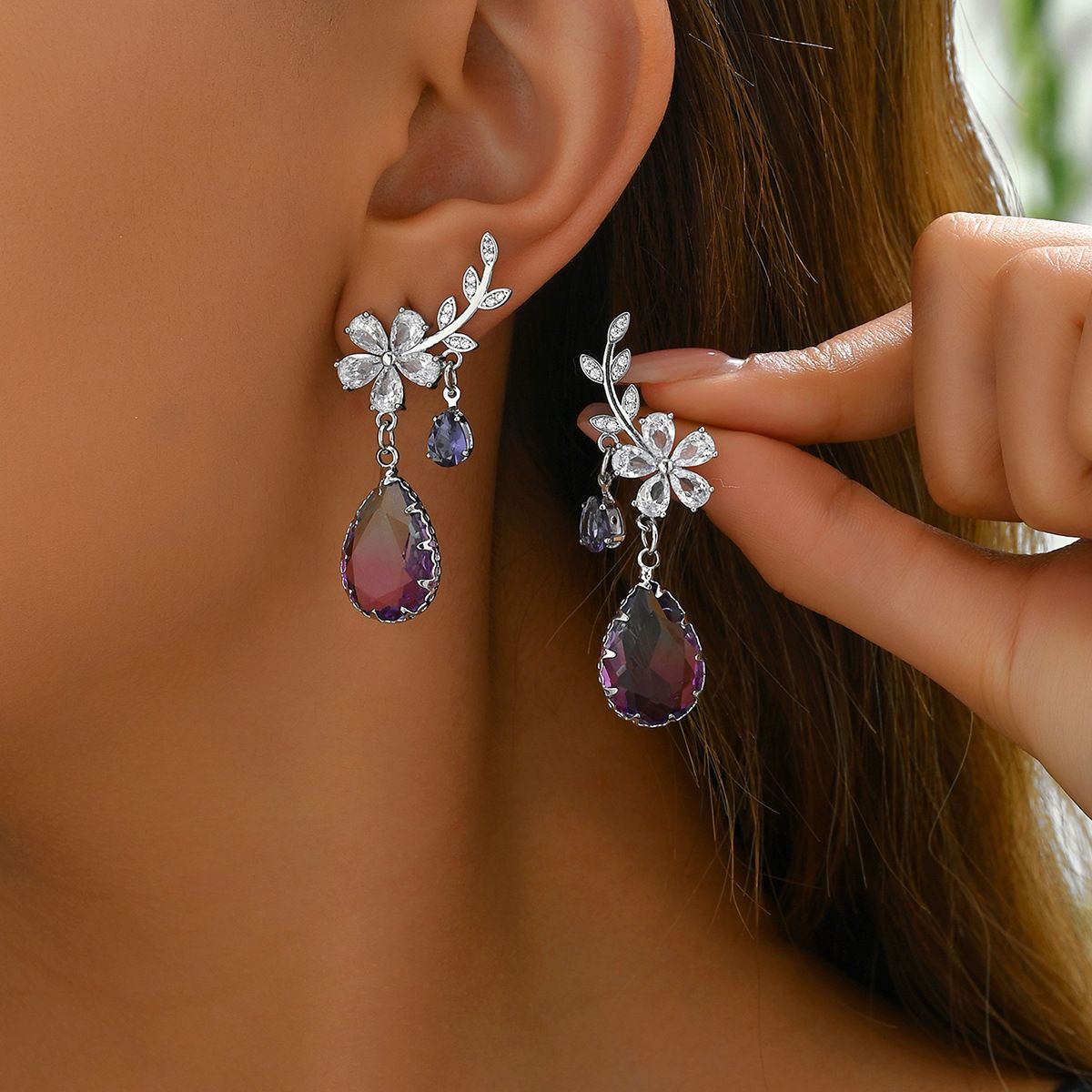 Inen erie niche rural tyle for women, imple flower, wheat ear inlaid with zircon deign earring, veratile_ipsvogv.com