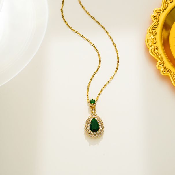 for Women: Versatile, Advanced, Colorless Emerald Neckl, Droplet Shaped Zircon Live Network, Red Titanium Steel_ipsvogv.com