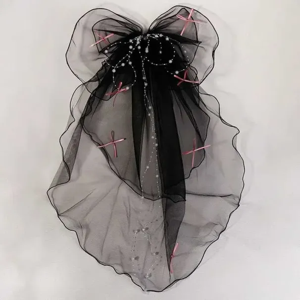 Hair Jewelry Double Layer Mesh Tulle Solid Color Women Short Wedding Veil With Clip Ribbon Edge Center Cascade Bride_ipsvogv.com