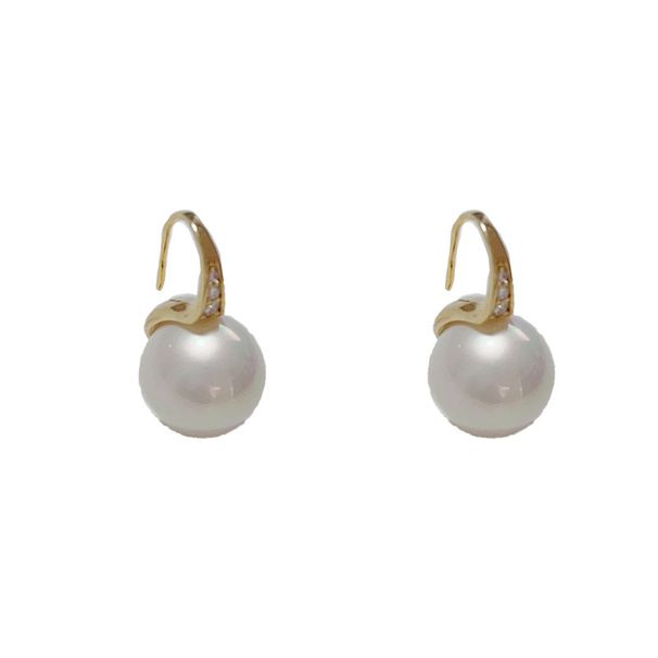 Design Sense Micro Inlaid Zircon High Heels Pearl Hooks Fashionable Temperament Earrings Gentle Versatile Ear Drops_ipsvogv.com
