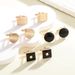 New round square baked paint men's French rectangular striped grid cufflinks_ipsvogv.com