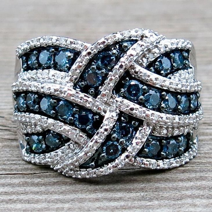 Blue Female Exaggerated Silver Plated Engagement Ring_ipsvogv.com