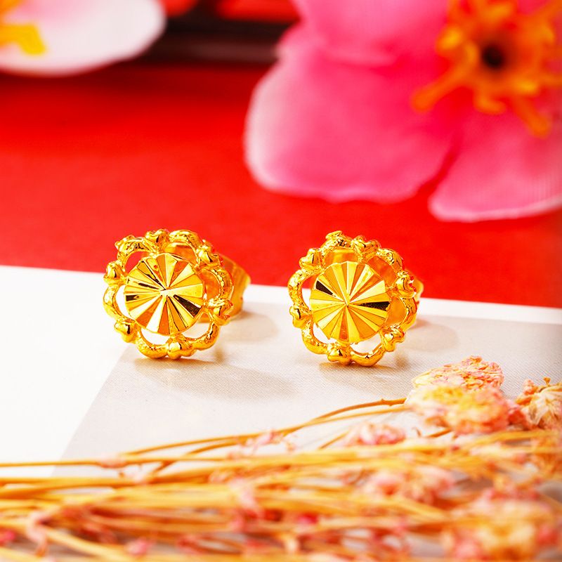 Long Lasting Color Butterfly Women's Earrings Sand Gold Real Copper Jewelry Versatile Flowers_ipsvogv.com