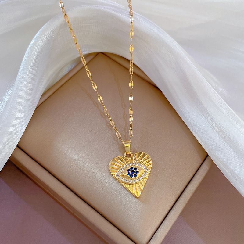 Steel 【 Titanium 】 Light Luxury Style Devil's Eye Micro Inlaid True Gold Necklace For Female Transporter Instagram 【 】_ipsvogv.com