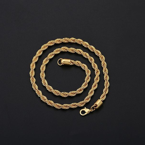 Korean Version Hot Sale 3MM Titanium Fried Dough Twists Chain Personality Fashion Simple Stainless Steel Hip Hop Men's_ipsvogv.com