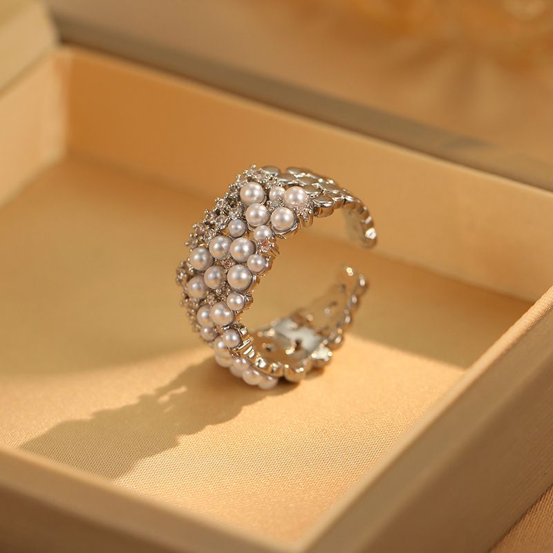 Zircon Micro Inlaid Pearl Opening Light Luxury Cool Style, Index Finger Ring, Fashionable And High-end Hand Decoration_ipsvogv.com