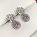 Cao Shi Sweet Girl's Pink Drop Heart Earrings Heavy Industry Design Luxury Style Earrings Fashion Flower Earrings_ipsvogv.com