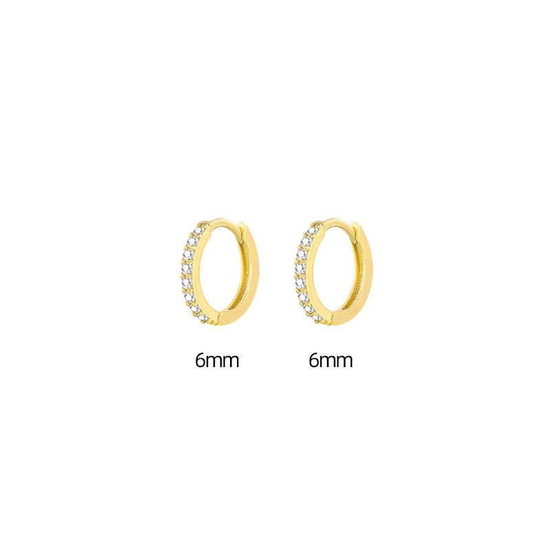 Ear Clasps Korean Version Simple Row Diamond Zircon Earrings Women's Small Fresh Round Small Ear Bone Nails_ipsvogv.com