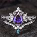 Sanjie's New Women's Wedding Engagement Creative Color Diamond Water Drop Pair Ring_ipsvogv.com