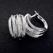 Cao Shi Geometric Line Ear Buckle Women's Multi Layer Cross Inlaid Diamond Charm Fashion Design Trendy Earrings_ipsvogv.com
