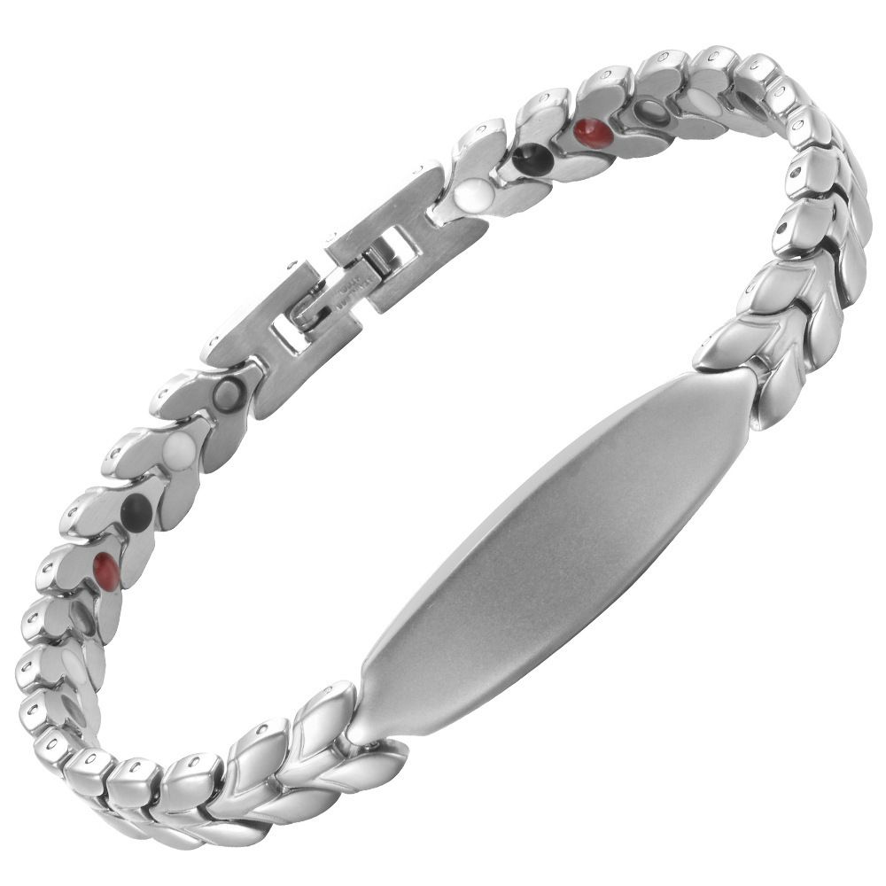 Simple wheat ear men's titanium steel bracelet jewelry anti static negative ion bracelet women's magnetic therapy bracelet_ipsvogv.com