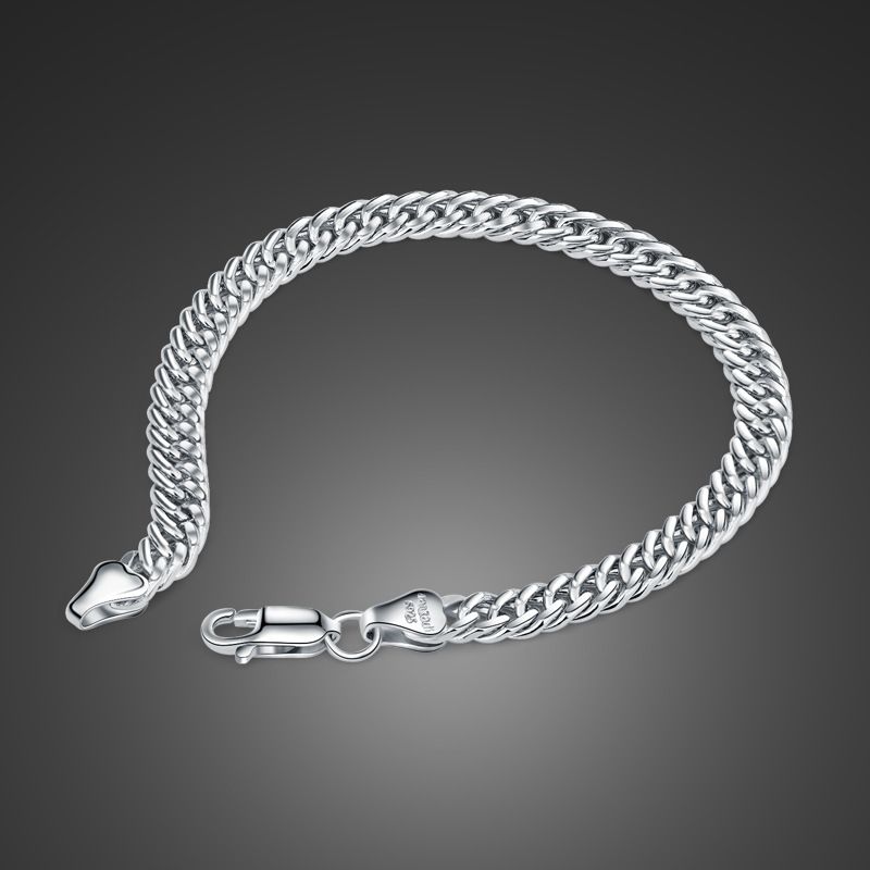 S Silver Bracelet Men's Cool Fashion 6MM Horsewhip Chain Jewelry Rock Hip Hop Trendy Men_ipsvogv.com