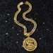 Fashionable alloy rotating pendant necklace, exaggerated personality, and men's Cuban dollar necklace_ipsvogv.com