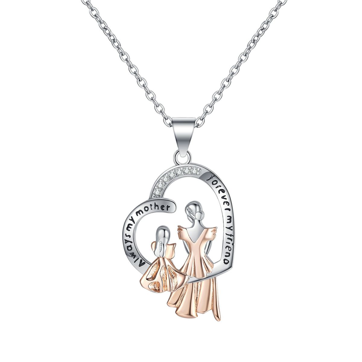 New Mother's Day Gift Creative Heart Shaped Necklace Two Color Electroplated Zircon Personality Light Luxury Clavicle Chain_ipsvogv.com