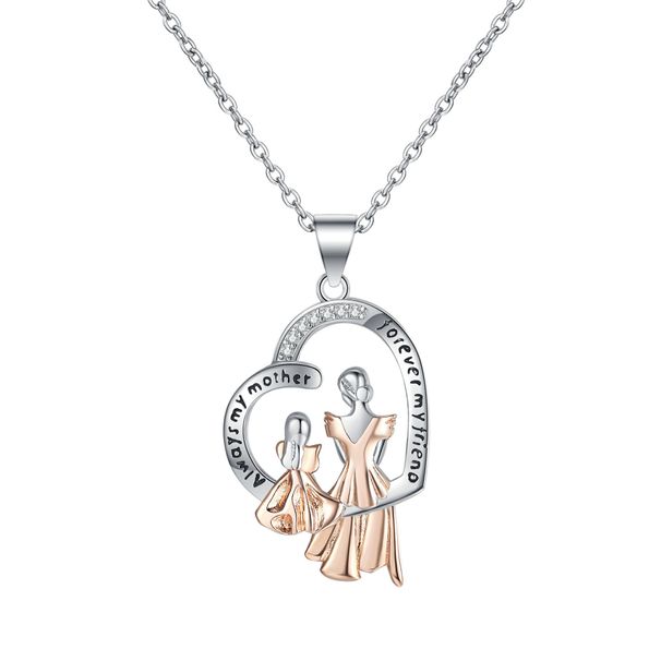 New Mother's Day Gift Creative Heart Shaped Necklace Two Color Electroplated Zircon Personality Light Luxury Clavicle Chain_ipsvogv.com