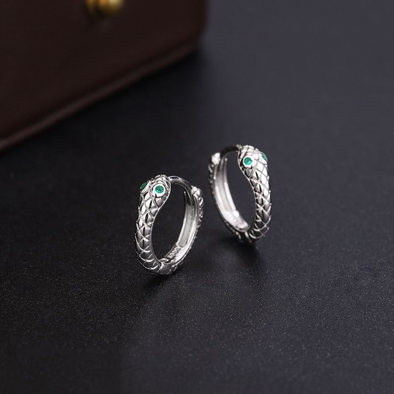 999 Sterling Silver Snake Earrings High End Ear Buckles Cool Style Temperament Earrings Trend_ipsvogv.com