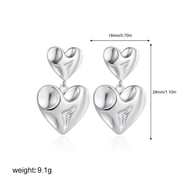 Women’s Jewelry Set Fashion Niche High End Temperament Fashion Earrings Irregular Folds Texture Double Heart Earrings For Women_ipsvogv.com