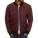 Men's Clothing Diamond Plaid Men's Padded Jacket Stand Collar Short Cotton Coat Menswear_ipsvogv.com