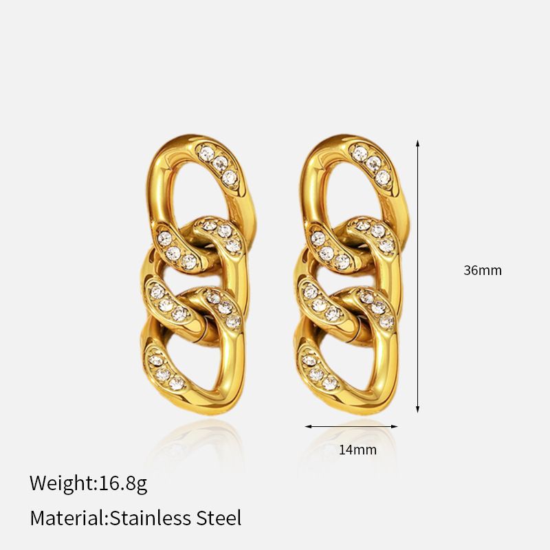 Women’s Jewelry Set Fashion Titanium Steel Diamond Cuban Chain Earrings Men And Women Personality Trend Jewelry Earrings Hot Products Recommended_ipsvogv.com