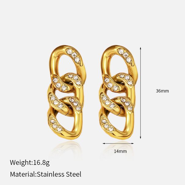 Women’s Jewelry Set Fashion Titanium Steel Diamond Cuban Chain Earrings Men And Women Personality Trend Jewelry Earrings Hot Products Recommended_ipsvogv.com