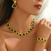 Geometric Jewelry Set - Necklace, Earrings & Bracelet | European & American Style Drop Oil Design | Long Clavicle Chain For Women_ipsvogv.com